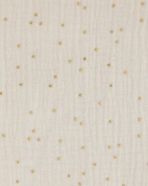 tissus double gaze de coton écru à pois dorés