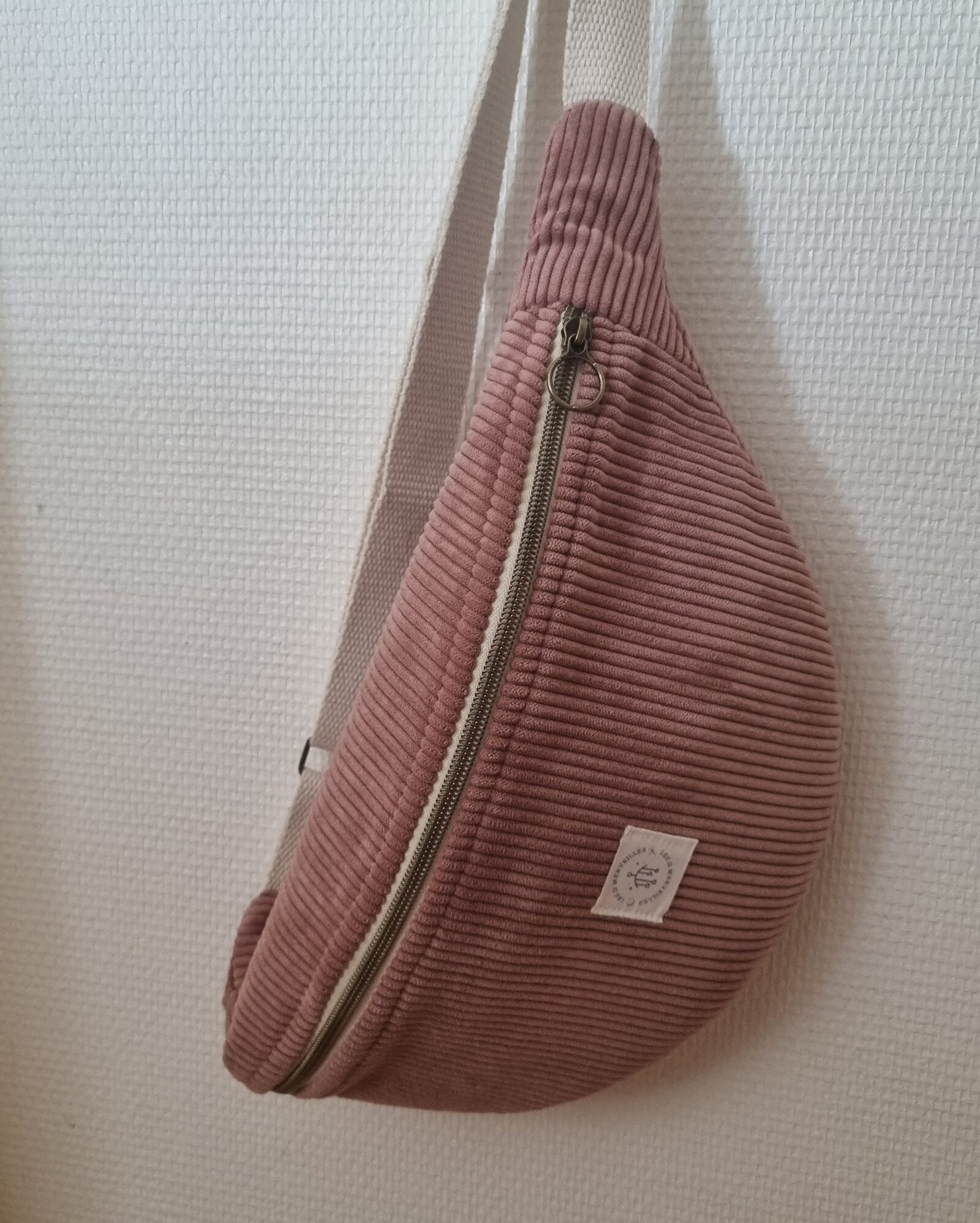 maxi banane velours côtelé rose