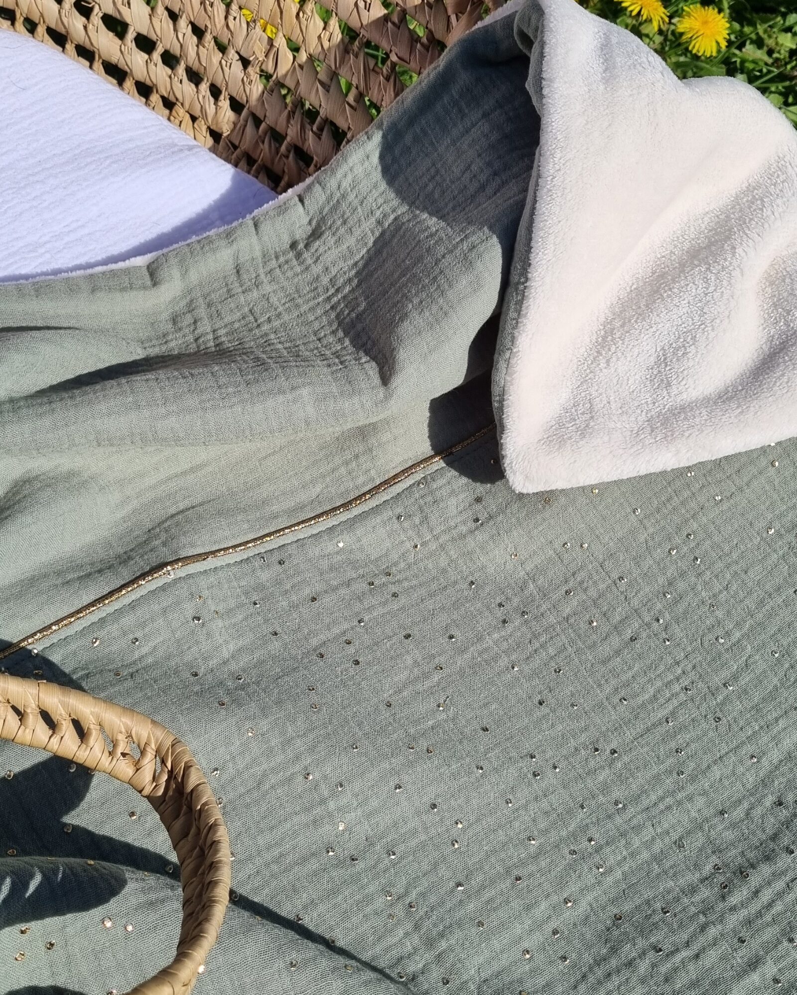 couverture bébé été vert sauge