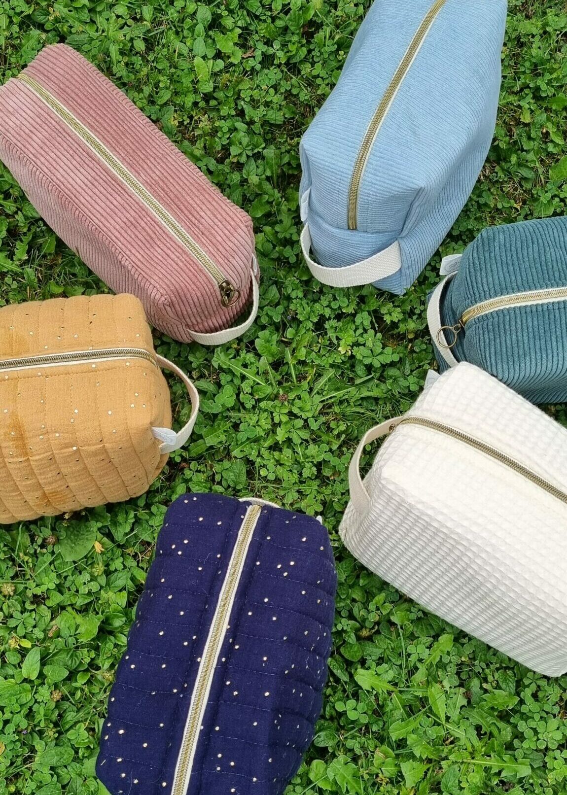 trousses de toilette margot rose bleu ciel bleu nuit vert écru camel