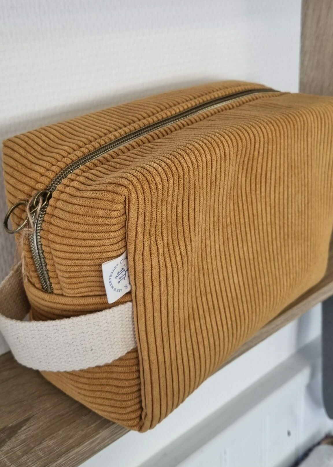 trousse de toilette velours camel