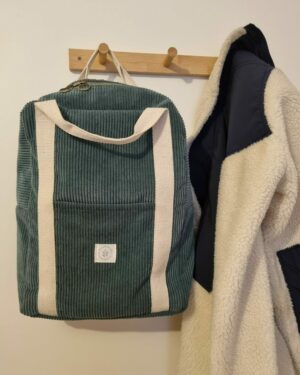 sac à dos adulte en tissus velours côtelé vert