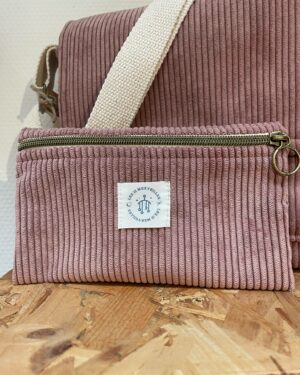 sac Stéphanie et pochette velours rose